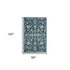8' X 10' Teal Gray And Ivory Wool Floral Medallion Hand Hooked Area Rug