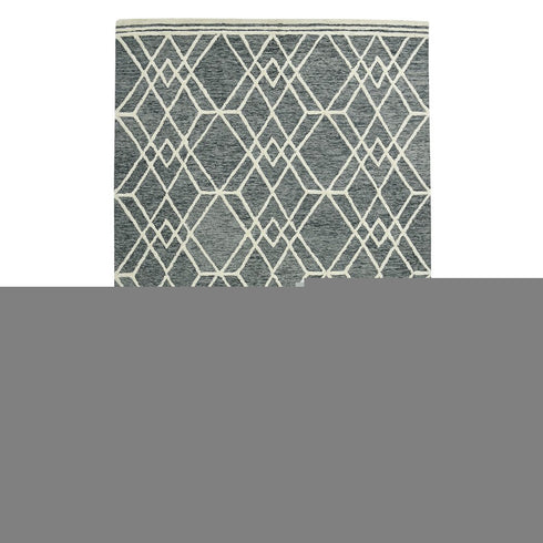 9' X 13' Gray And Ivory Wool Geometric Hand Hooked Area Rug