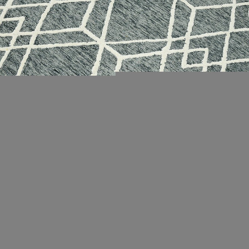 9' X 13' Gray And Ivory Wool Geometric Hand Hooked Area Rug