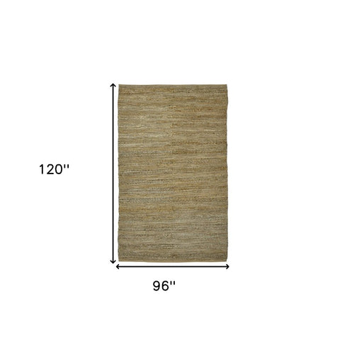 8' X 10' Brown And Beige Jute Striped Flatweave Handmade Area Rug
