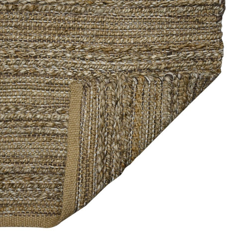8' X 10' Brown And Beige Jute Striped Flatweave Handmade Area Rug