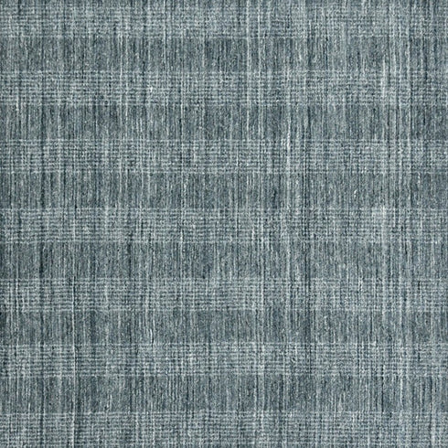 5' X 8' Blue And Ivory Wool Plaid Hand Woven Area Rug
