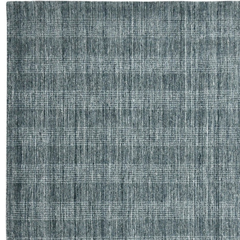 5' X 8' Blue And Ivory Wool Plaid Hand Woven Area Rug