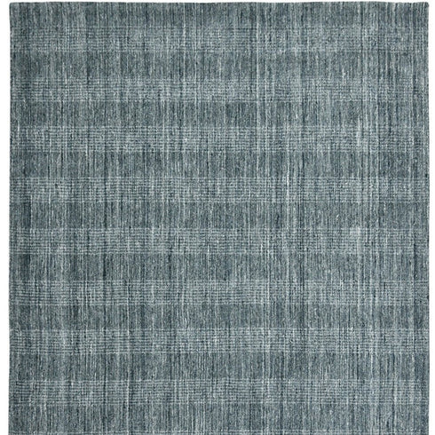 5' X 8' Blue And Ivory Wool Plaid Hand Woven Area Rug