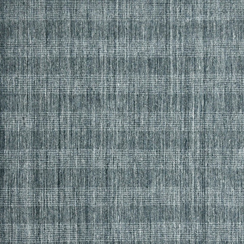 5' X 8' Blue And Ivory Wool Plaid Hand Woven Area Rug