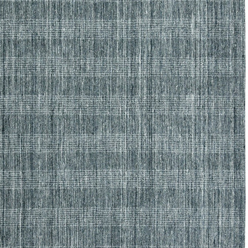 5' X 8' Blue And Ivory Wool Plaid Hand Woven Area Rug