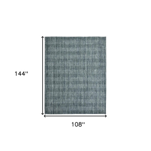 5' X 8' Blue And Ivory Wool Plaid Hand Woven Area Rug