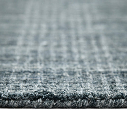 5' X 8' Blue And Ivory Wool Plaid Hand Woven Area Rug