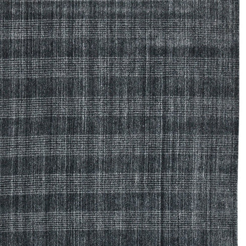5' X 8' Charcoal And Gray Wool Plaid Hand Woven Area Rug