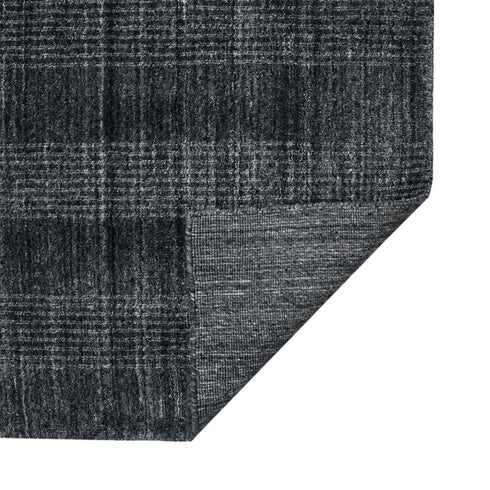 5' X 8' Charcoal And Gray Wool Plaid Hand Woven Area Rug