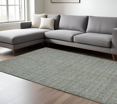 9' X 12' Light Blue And Gray Wool Abstract Hand Tufted Area Rug