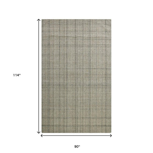 8' X 10' Brown And Gray Wool Plaid Hand Tufted Area Rug