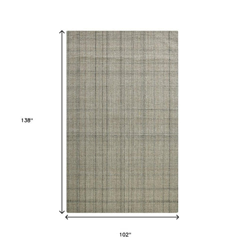 8' X 10' Brown And Gray Wool Plaid Hand Tufted Area Rug