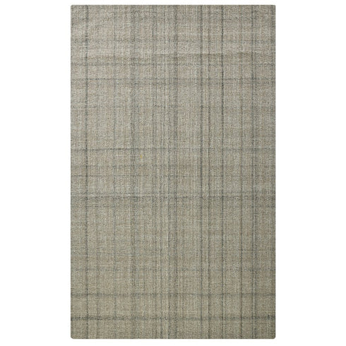 8' X 10' Brown And Gray Wool Plaid Hand Tufted Area Rug
