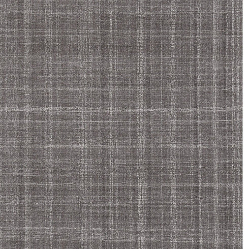 9' X 12' Graphite And Ivory Wool Plaid Hand Tufted Area Rug
