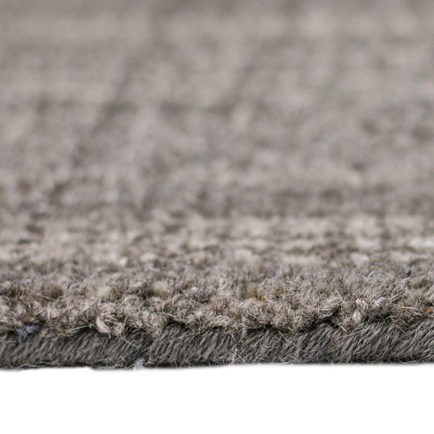 9' X 12' Graphite And Ivory Wool Plaid Hand Tufted Area Rug