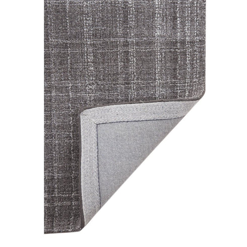 9' X 12' Graphite And Ivory Wool Plaid Hand Tufted Area Rug