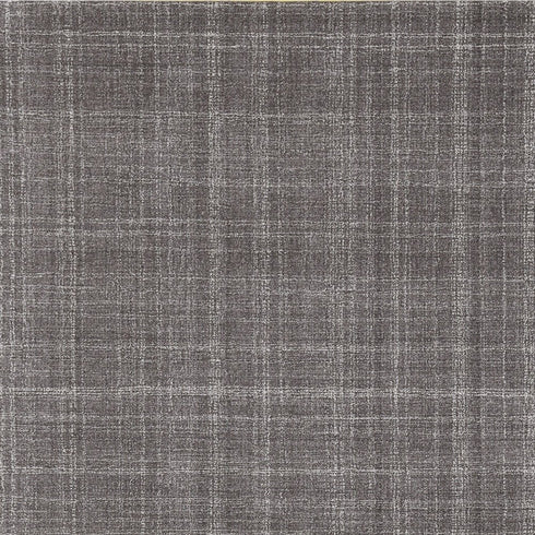 9' X 12' Graphite And Ivory Wool Plaid Hand Tufted Area Rug