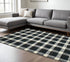 8' X 10' Charcoal And Ivory Wool Plaid Hand Tufted Area Rug