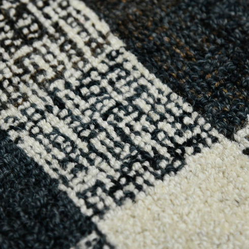 8' X 10' Charcoal And Ivory Wool Plaid Hand Tufted Area Rug