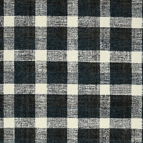 8' X 10' Charcoal And Ivory Wool Plaid Hand Tufted Area Rug