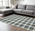 8' X 10' Dark Gray And Ivory Wool Plaid Hand Tufted Area Rug