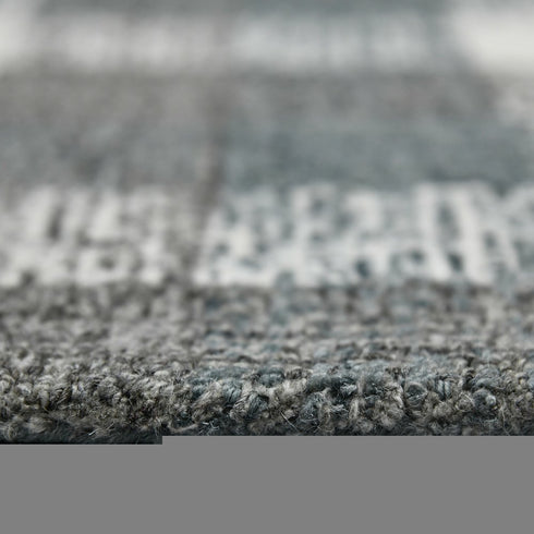 8' X 10' Dark Gray And Ivory Wool Plaid Hand Tufted Area Rug