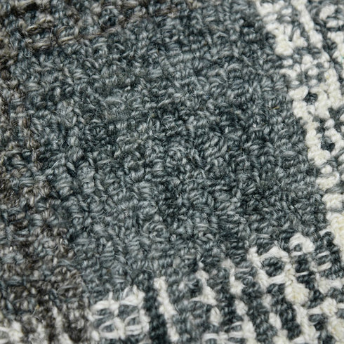 8' X 10' Dark Gray And Ivory Wool Plaid Hand Tufted Area Rug