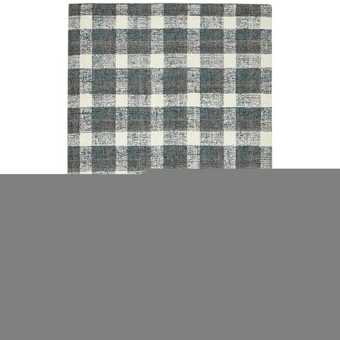 8' X 10' Dark Gray And Ivory Wool Plaid Hand Tufted Area Rug