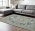 8' X 10' Denim Blue And Ivory Wool Oriental Hand Tufted Area Rug