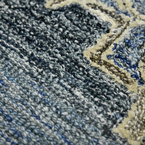 8' X 10' Denim Blue And Ivory Wool Oriental Hand Tufted Area Rug
