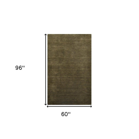 5' X 8' Brown Wool Hand Woven Area Rug