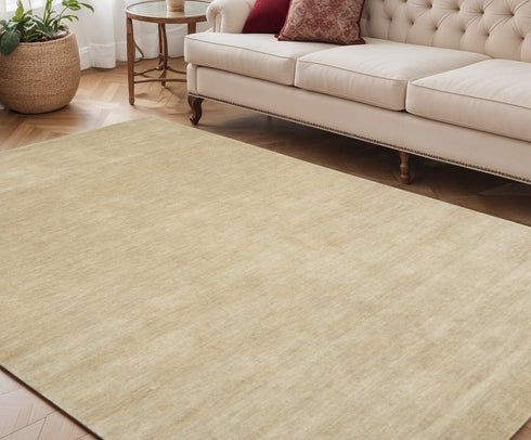 9' X 12' Ivory Wool Hand Woven Area Rug