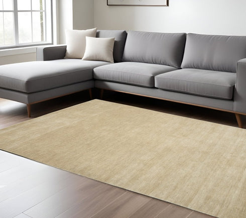 9' X 12' Ivory Wool Hand Woven Area Rug