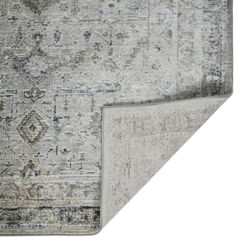 8' Gray And Charcoal Medallion Runner Rug