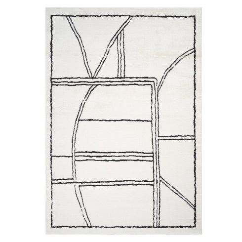 4' X 6' Ivory And Black Geometric Area Rug