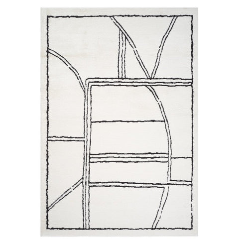 4' X 6' Ivory And Black Geometric Area Rug