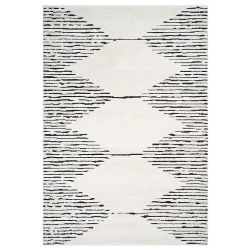 8' X 10' Ivory And Black Geometric Area Rug