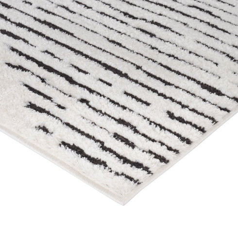 8' X 10' Ivory And Black Geometric Area Rug