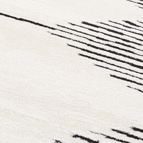 8' X 10' Ivory And Black Geometric Area Rug