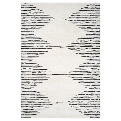 8' X 10' Ivory And Black Geometric Area Rug