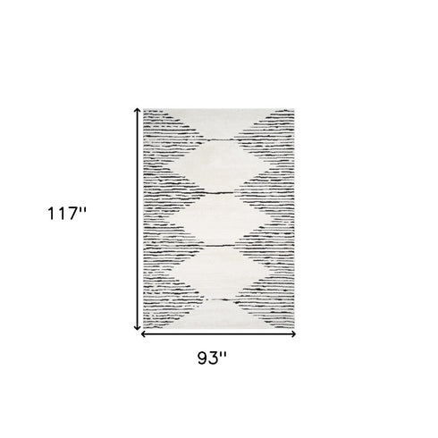 8' X 10' Ivory And Black Geometric Area Rug