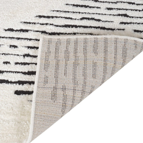 8' X 10' Ivory And Black Geometric Area Rug