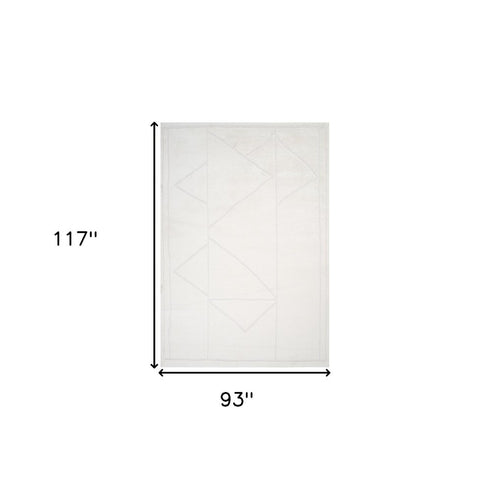 8' X 10' Ivory And Off White Geometric Area Rug