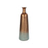 24" Copper And Teal Abstract Tapered Metal Table Vase