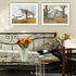 Set Of Two Stone Cottage Farmhouse and White Wooden Barn White Framed Wall Art