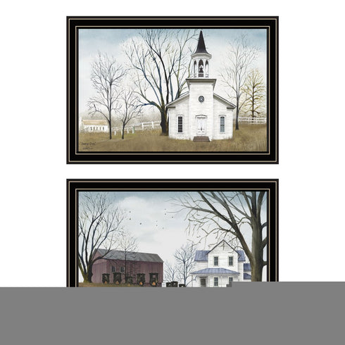 Set Of Two Amazing Grace Sunday Service Black Framed Wall Art