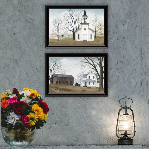 Set Of Two Amazing Grace Sunday Service Black Framed Wall Art