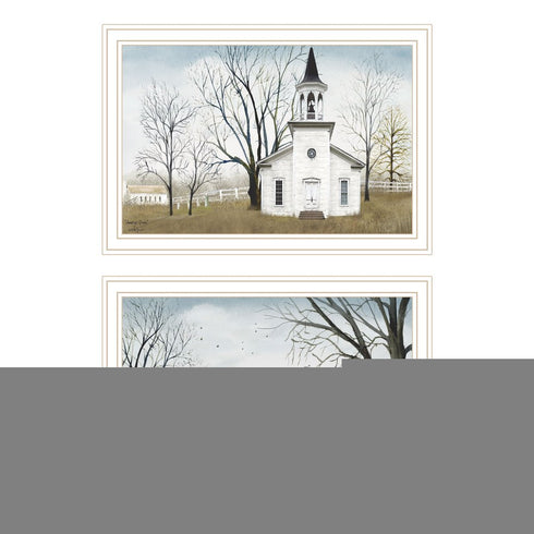 Set Of Two Amazing Grace Sunday Service White Framed Wall Art