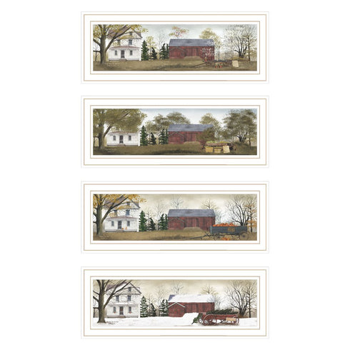 Set Of Four Billy Jacob's Four Seasons Homesteads White Framed Wall Art